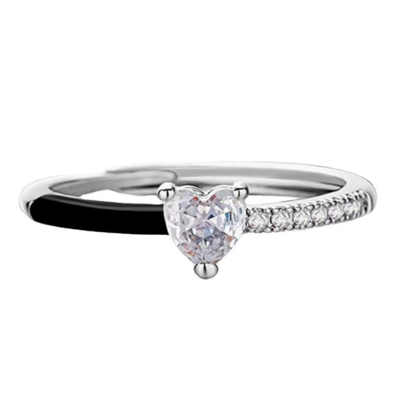Black heart cut enamel ring