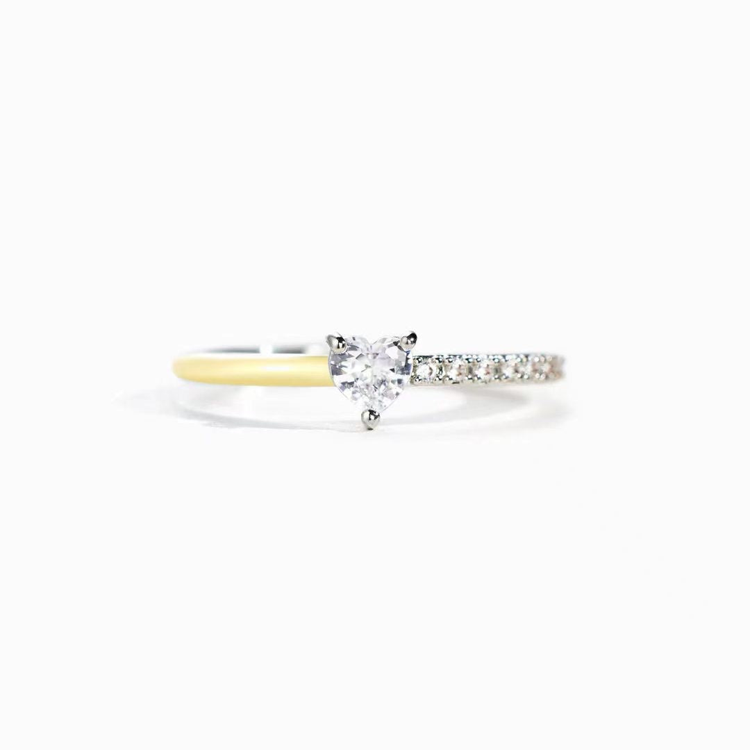 Black heart cut enamel ring