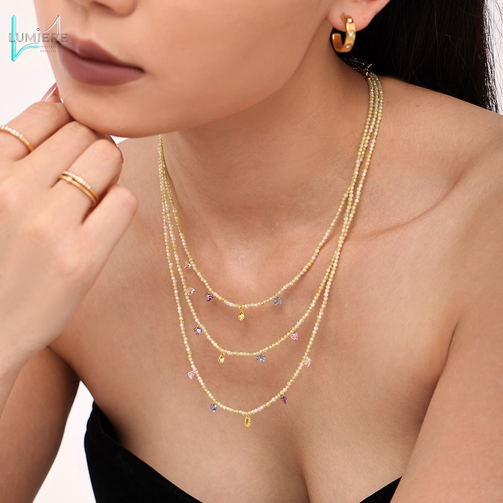 Dopamine zircon collarbone necklace