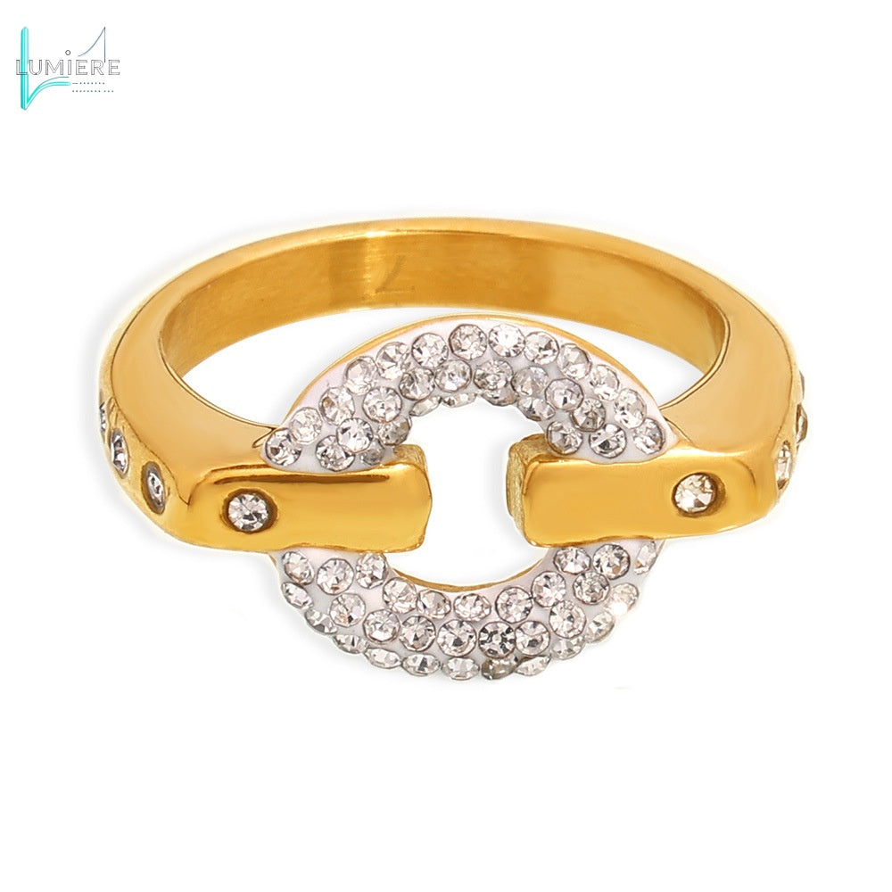 Sparkling Starry Sky Water Diamond Ring Plated with 18k Genuine Gold