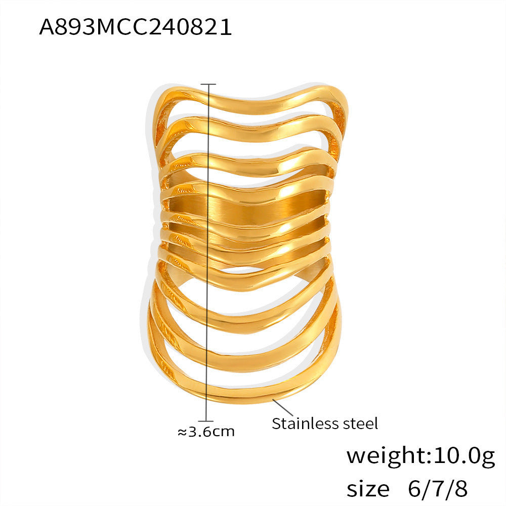 Stainless steel gold-plated hollow multi-layer line ring