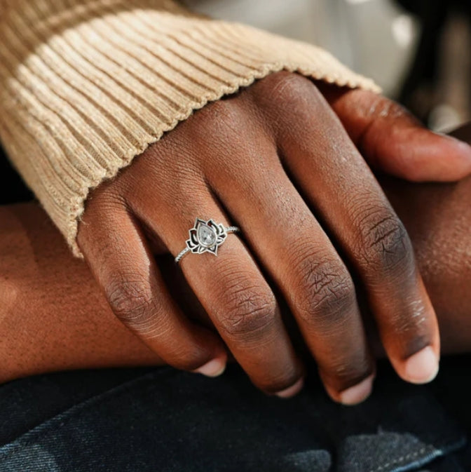 925 Sterling Silver Lotus Ring