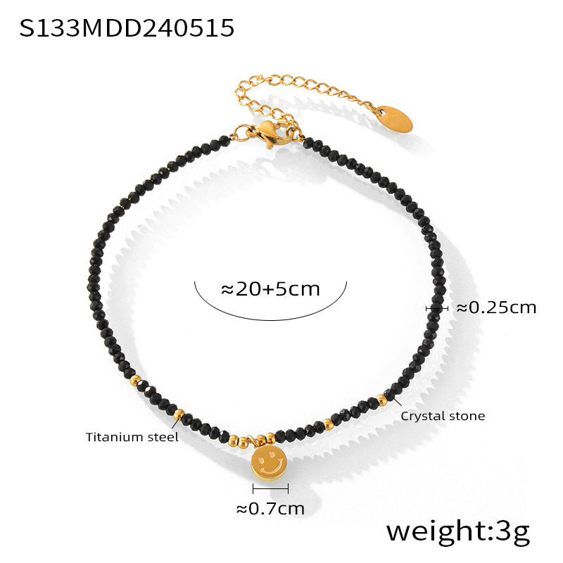 Natural stone titanium steel 18k gold foot chain