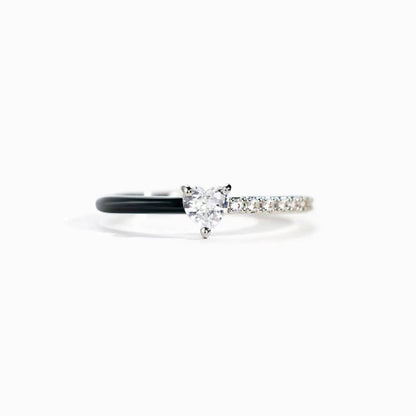 Black heart cut enamel ring
