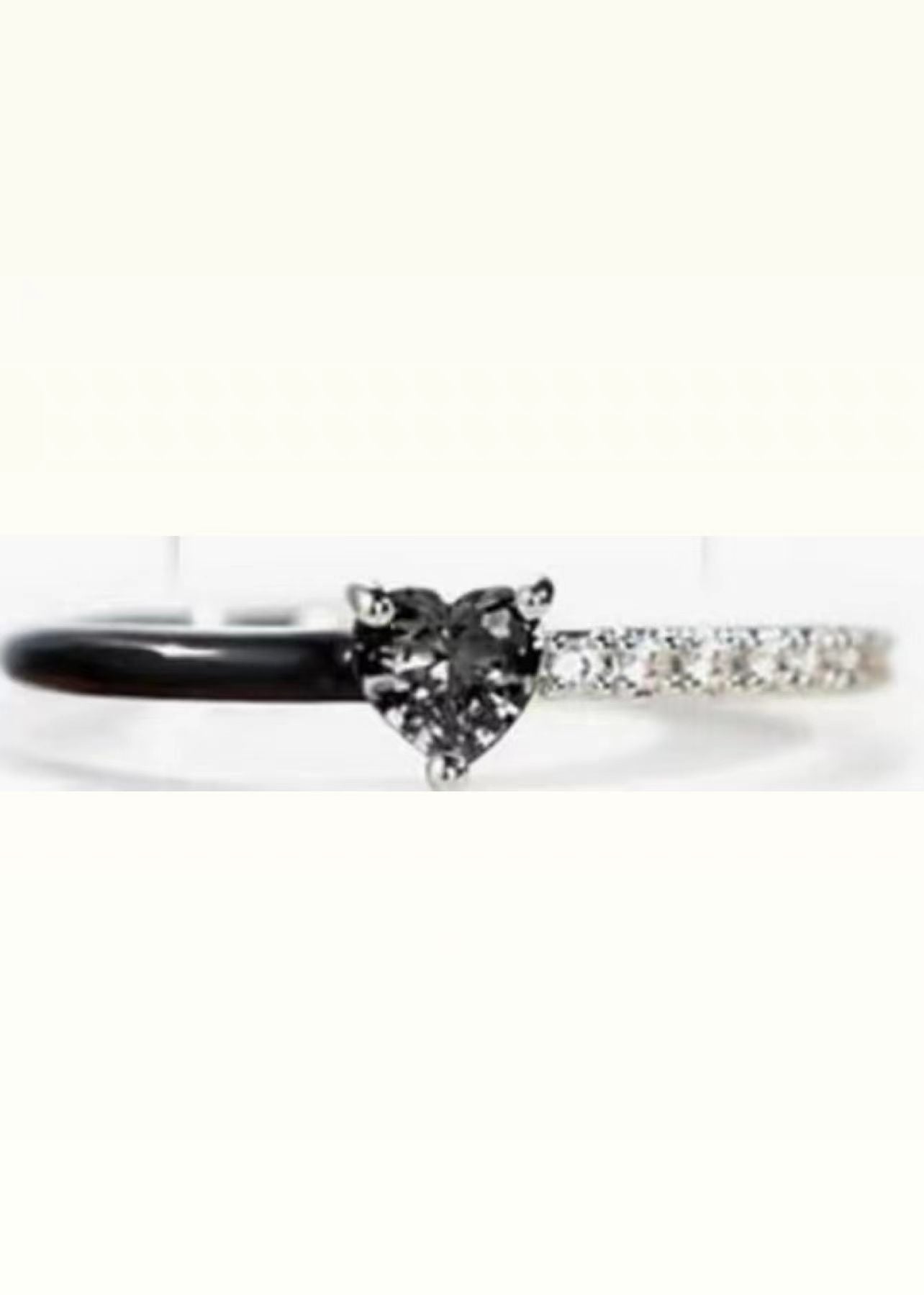 Black heart cut enamel ring
