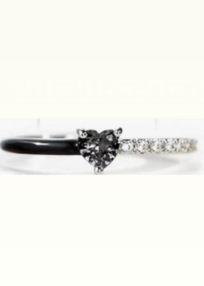 Black heart cut enamel ring