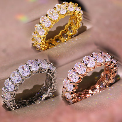 Full Diamond Row Ring Simulation Silver Diamond Ring
