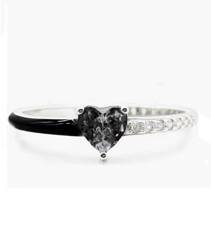Black heart cut enamel ring