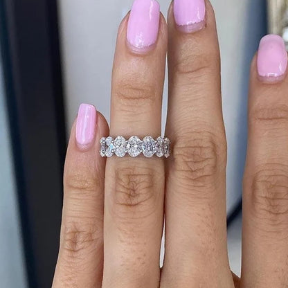 Full Diamond Row Ring Simulation Silver Diamond Ring