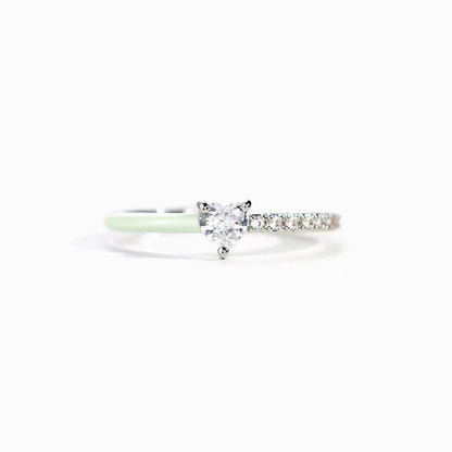 Black heart cut enamel ring