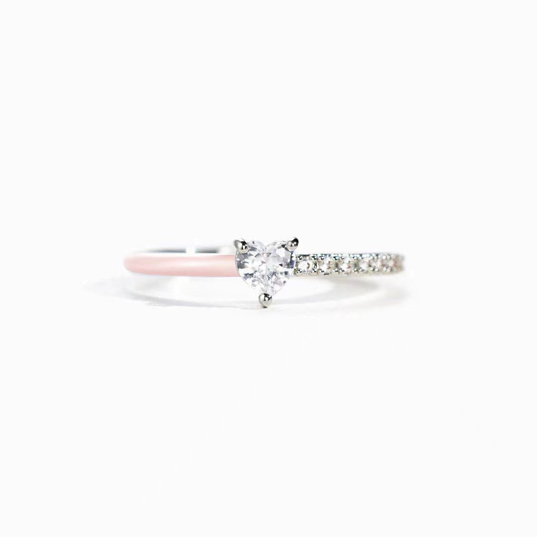 Black heart cut enamel ring