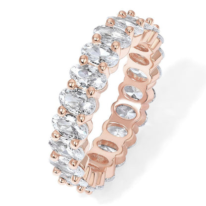 Full Diamond Row Ring Simulation Silver Diamond Ring