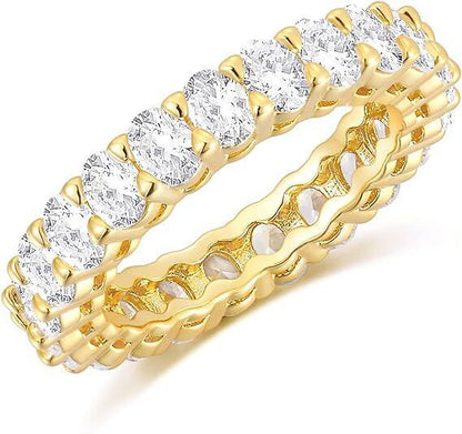 Full Diamond Row Ring Simulation Silver Diamond Ring