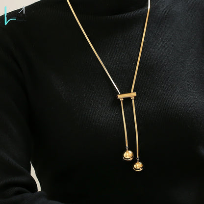 Long tassel pendant titanium steel plated with 18K real gold