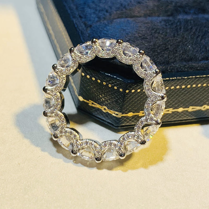 Full Diamond Row Ring Simulation Silver Diamond Ring