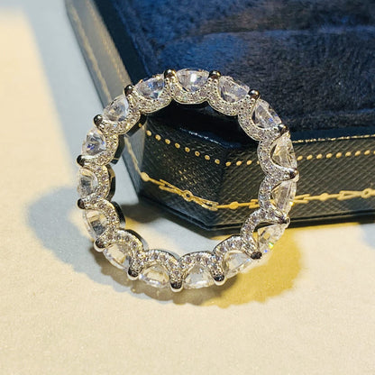Full Diamond Row Ring Simulation Silver Diamond Ring