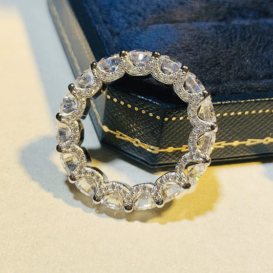 Full Diamond Row Ring Simulation Silver Diamond Ring