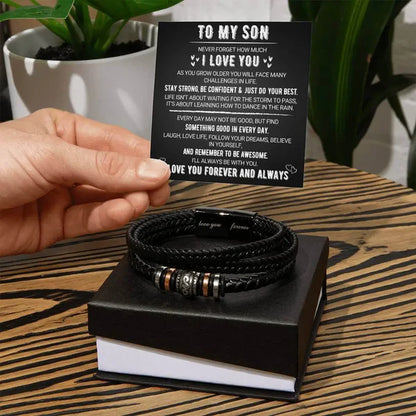 Leather laser magnetic clasp bracelet