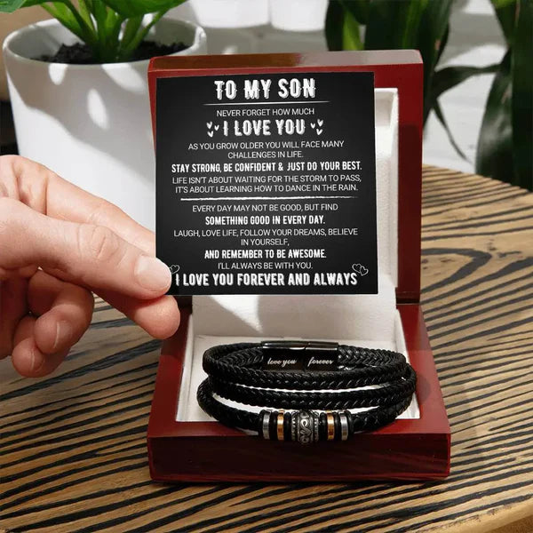Leather laser magnetic clasp bracelet