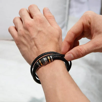 Leather laser magnetic clasp bracelet