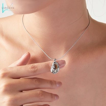 18k gold-plated tiger eye stone copper pendant necklace