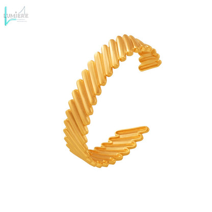 Irregular bracelet with beautiful texture splicing, titanium steel plated with 18K gold
