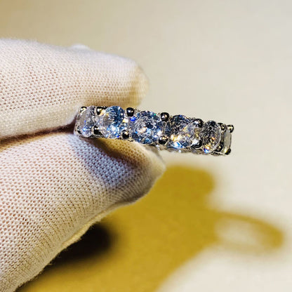 Full Diamond Row Ring Simulation Silver Diamond Ring