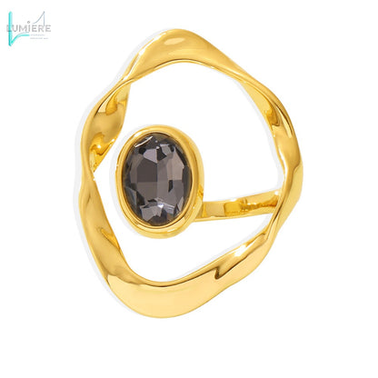 Czech large diamond shaped round ring