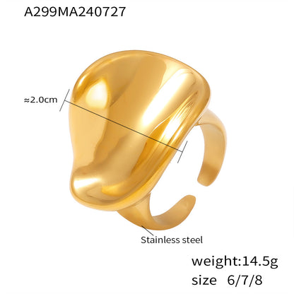 Stainless steel plated 18k gold curved three-dimensional ring