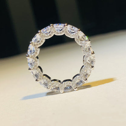 Full Diamond Row Ring Simulation Silver Diamond Ring