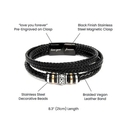 Leather laser magnetic clasp bracelet