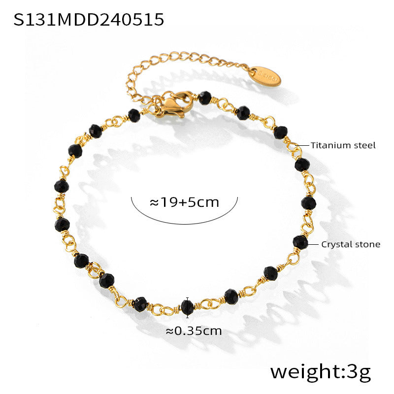 Natural stone titanium steel 18k gold foot chain