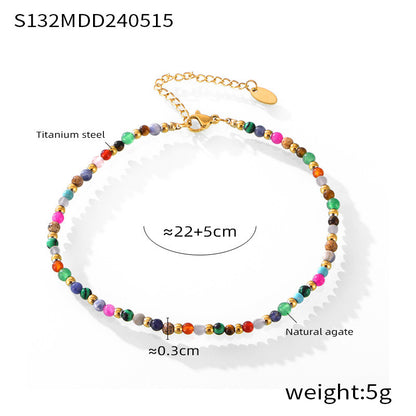 Natural stone titanium steel 18k gold foot chain