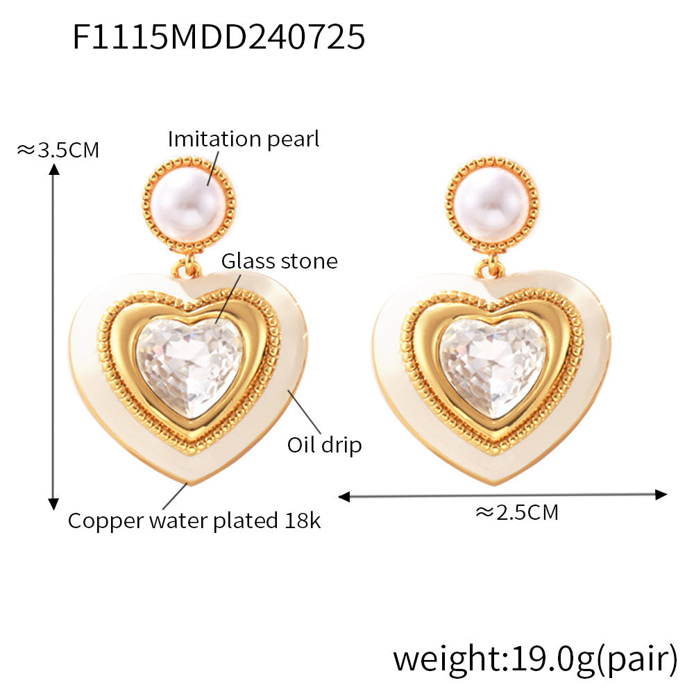 F1115-Gold and white glass stone